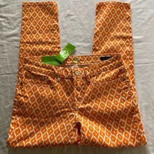 NWT C.WONDER Orange Geometric Pattern Women’s Size 28 Mid-Rise Skinny Crop Pants
